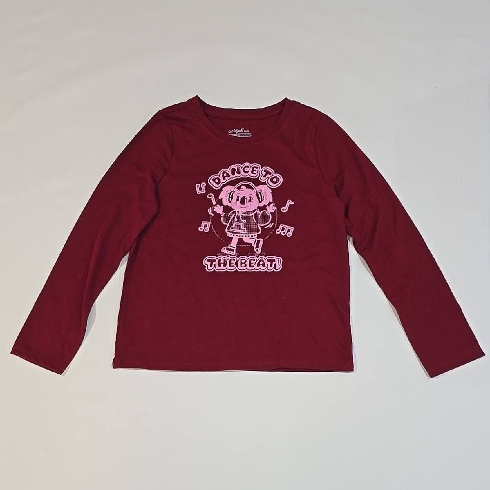 3/$15 Cat & Jack – Girls’ Burgundy Small (6/7) Long Sleeve Graphic Tee